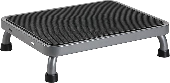 Heavy-Duty Step Stool with Carry Handle – 4.1" Low Foot Stool, Non-Slip Rubber Platform, 500lb Capacity – Portable Safety Step for Seniors, Adults, Bathroom, Bed, SUV – Gray, 17"x13"