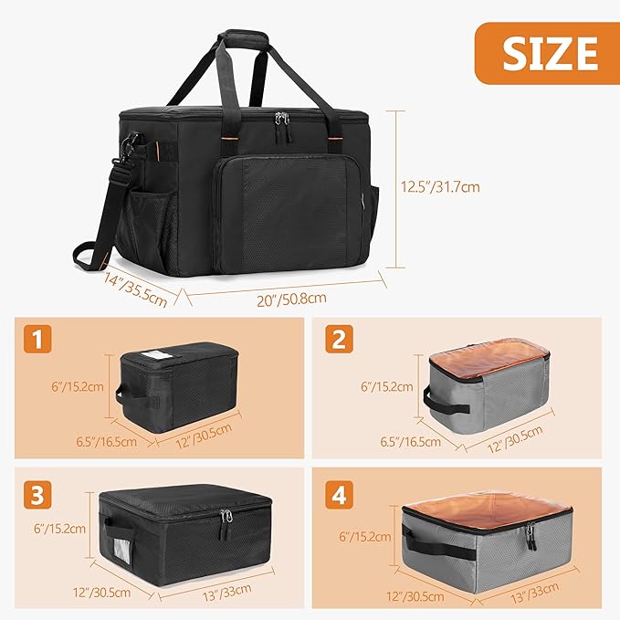 Camping Organizers and Storage, 4 Pcs Camping Packing Cubes with Carrying Bag for Easy Storage and Transport, 5-in-one Tactical Bag with Hard Bottom, Patented Design