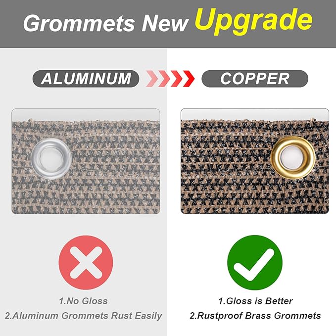 Cool Area Sun Shade Cloth with Grommets 6×13 FT Shade Panel Shade Tarp Screen Fabic for Outdoor Patio Pergola Cover Deck Garden, Brown (Customized)