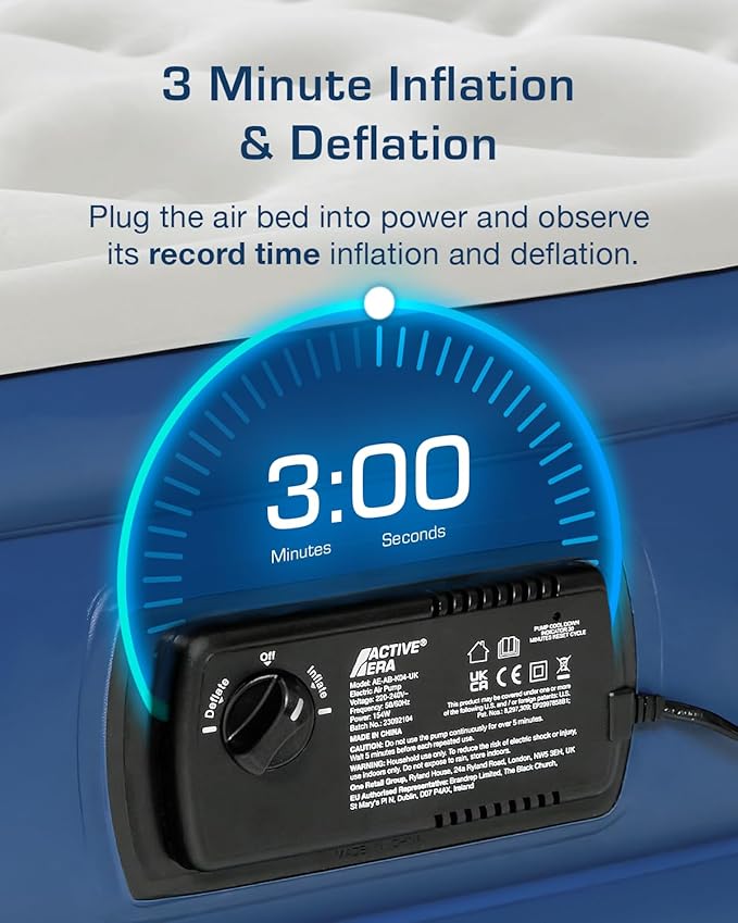 Active Era Premium 13" Queen Size Air Mattress with Advanced Support System and Built-in Electric Pump - Raised Inflatable Mattress, Guest Bed, Camping Mattress, Portable Bed for Moving & Travel