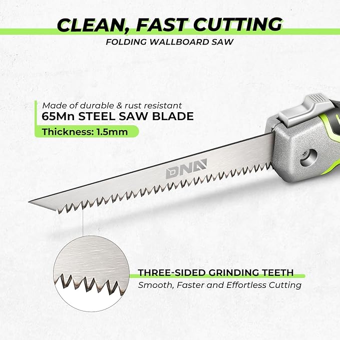 DNA MOTORING Foldable Drywall Saw, Folding Wallboard Saw, Hand Saw Jab Saw Tool for Drywall, Wallboard, Plywood, PVC, w/Lockback,TOOLS-00587