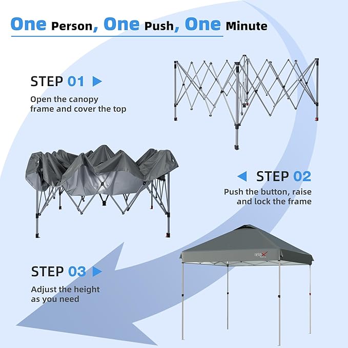 10x10 Pop Up Canopy Tent with Mosquito Netting, Outdoor Portable Screen Tent for Yard, Party, Camping and Picnic, 3 Height Positions, Patio Gazebo with Roller Bag and 4 Sandbags