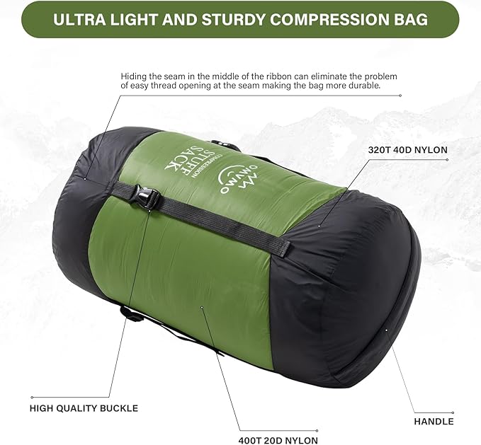 Compression Sack, 12L/19L/32L/46L/53L Water-Resistant Sleeping Bag Stuff Sack,Anti-Tear Ultra Light 400T 20D Nylon Storage Bag,Space Saving Gear for Camping Hiking Travel 1Pcs