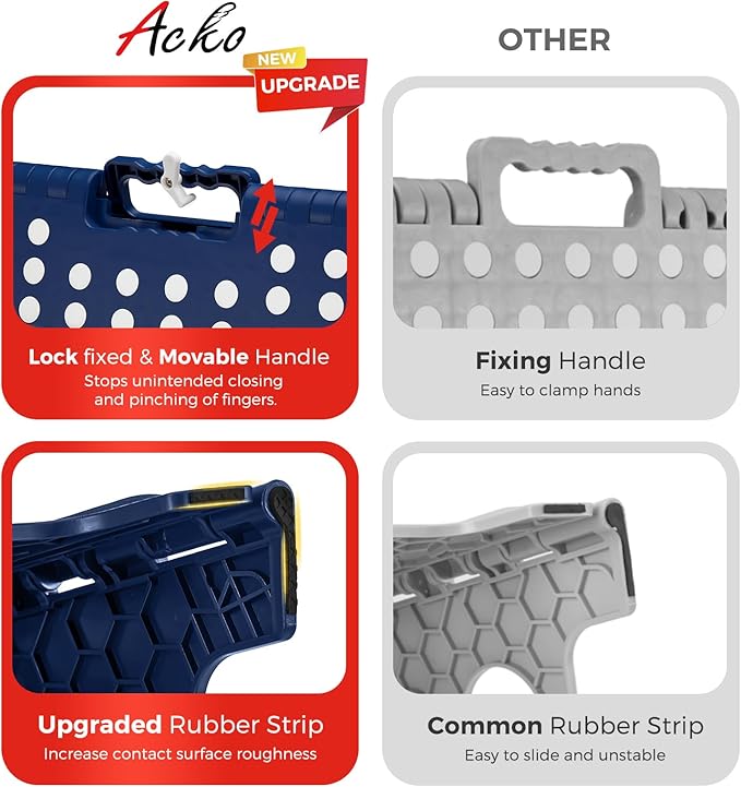 ACKO Folding Step Stool Foldable 17.5 Inch 400 lbs Capacity, Plastic Stools for Adults and Kids, Collapsible Stools for Kitchen, Stepping Stool with Handle(Royal Blue)