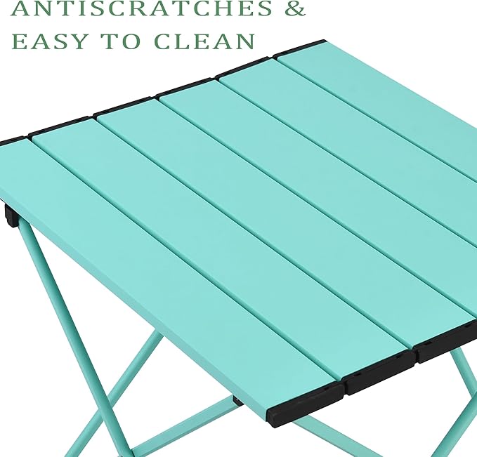 Grope Small Folding Camping Table with Aluminum Table Top, Beach Table for Sand with Carrying Bag,Prefect for Outdoor,Picnic,BBQ,Cooking,Festival