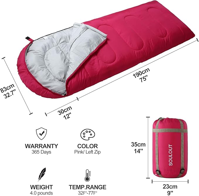 Sleeping Bag,3-4 Seasons Warm Cold Weather Lightweight, Portable, Waterproof Compression Sack Adults & Kids - Indoor & Outdoor Activities: Traveling, Camping, Backpacking, Hiking