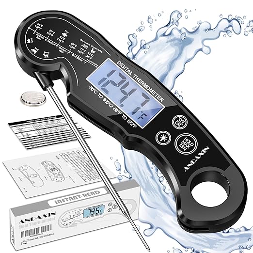 Meat Thermometer Digital - Fast Instant Read Food Thermometer for Cooking, Candy, Outside Grill, and Roast, Digital Food Thermometer with Backlight LCD & Calibration