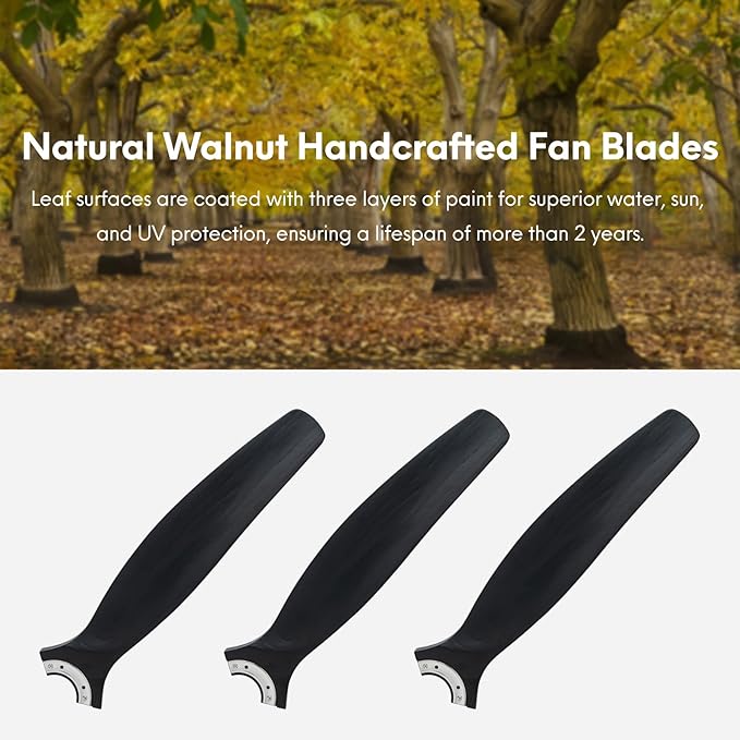 EKIZNSN 42“ Wet Rated Gazebo Ceiling Fans Outdoor Hanging for Patios Waterproof, Pergola Ceiling Fan with Light, Hook Installation, Black