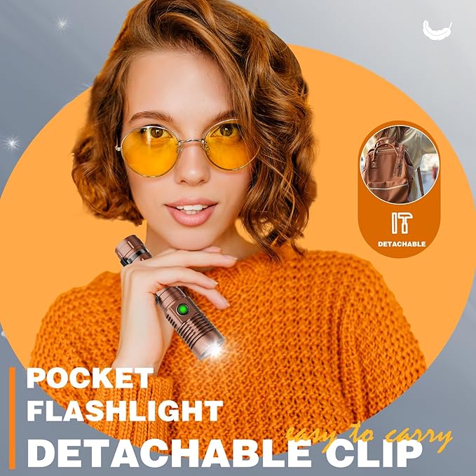 Small Tactical Flashlights High Lumens - 1500 Meters Long Beam Super Bright LED Magnetic Flashlight USB Rechargeable Zoomable 5Modes Long Beam Spotlight Flashlight for Hiking, Camping-Brown