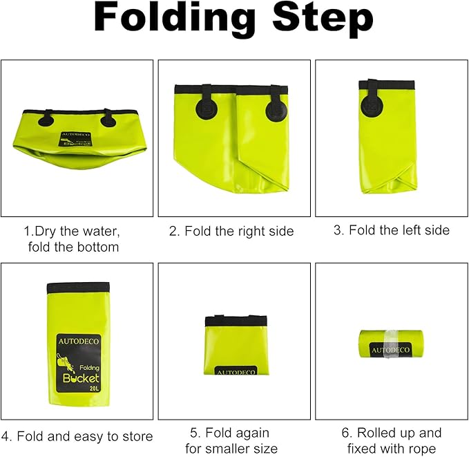 AUTODECO Collapsible Bucket 5 Gallon Container Folding Water Bucket Portable Wash Basin 20L