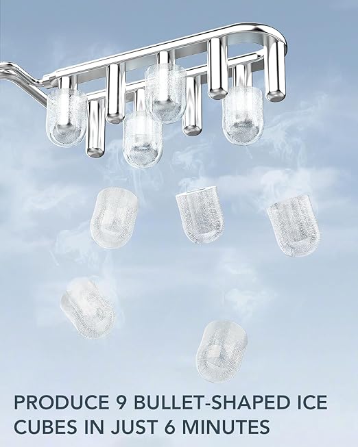 Ice Maker Countertop, Efficient Easy Carry Ice Machine, Self-Cleaning Ice Maker with Ice Scoop & Basket, 9pcs/ 8mins 26.6Lbs Per Day for Home/Office/Kitchen,Black