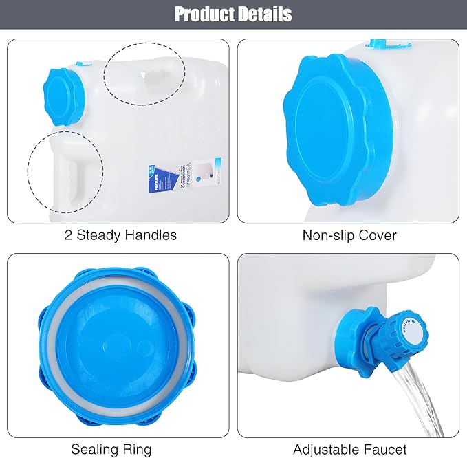 RedSwing 4.9 Gallon/18.5L Portable Water Container with Spigot, Water Storage Carrier for Camping Outdoor Hiking Backpacking, BPA Free