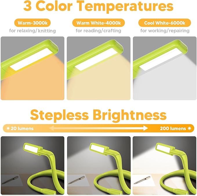 Neck Book Light for Reading at Night, Back to School Supplies Dorm Bed Lamp for College Students Teen Boys Girls Stocking Stuffers Christmas Birthday Gifts for Book Lovers Reading Accessories