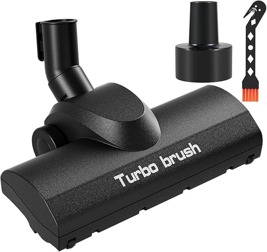 Turbo Brush Head Shop Vac Accessory 1.25" with 2.5" Hose Adapter, as 1-1/4" 2-1/2" Shopvac Attachment Wet Dry Vacuum Adaptor, Ideal for Pet Hair Removal on Carpets Area Rugs Hardfloors