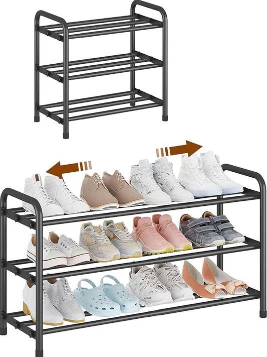 KANAV Expandable Shoe Rack Organizer – 3-Tier Shoe Shelf for Closet, Entryway & Front Door – Space-Saving Shoe Storage Solution