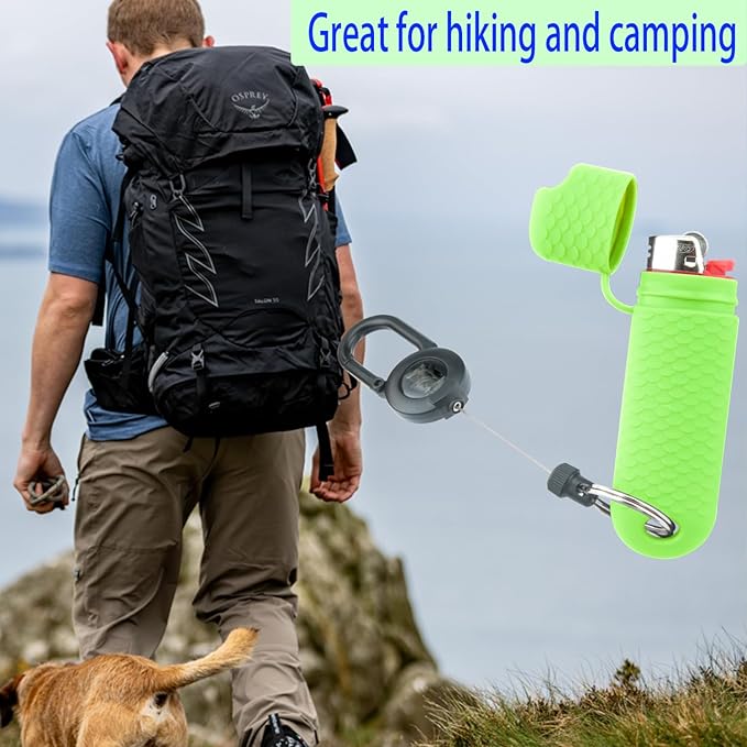 2 Pcs Waterproof Lighter Case Cover Holder for BIC Regular Lighters Sleeve Type J6 Outdoor Survival Multipurpose Seal Lighter Pouchfor Hiking and Camping (Light Green)