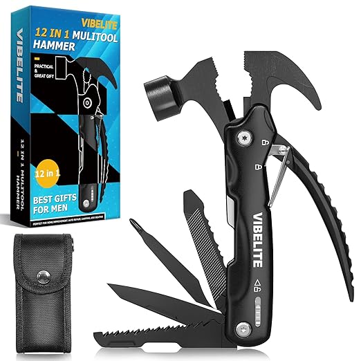 Gifts for Men, 12 in 1 Multitool Hammer for Camping Hunting Hiking, Gifts for Dad, Husband, Him, Birthday Gadgets Idea for Men Him Husband Boyfriend
