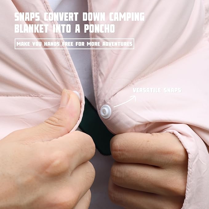 zzlamb Puffy Down Camping Blanket Water-Repellent, Down Throw Travel Blanket Portable for Outdoor, Light Warm Quilt for Couch Plane Car Theater Stadium Picnic RV Backpacking Hammock