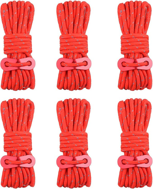 Azarxis Reflective Tent Guide Rope Lightweight Guy Line Cord with Aluminum Adjuster Guyline Tent Cord Tensioner for Camping Hiking Backpacking - Essential Survival Gear 13 Feet