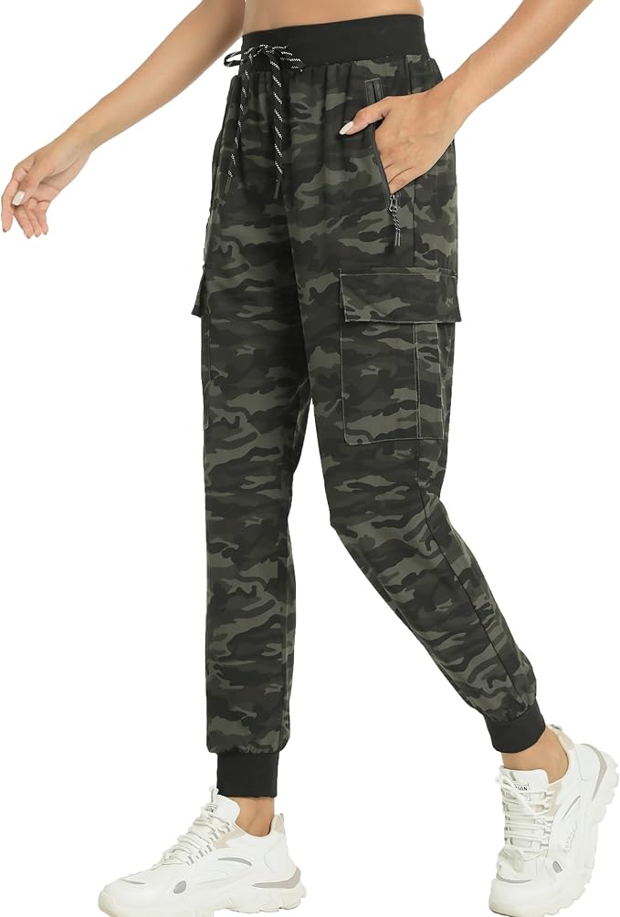 Kcutteyg Womens Water Resistant Hiking Pants with Pockets Quick Dry Soft Athletic Workout Joggers Pants for Camping Travel