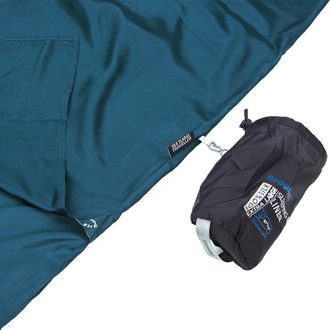 BROWINT Silk Sleeping Bag Liner, Silk Sleep Sack, Extra Wide 87"x43", Lightweight Travel Sheet for Hotels, More Colors for Option, Reinforced Gussets