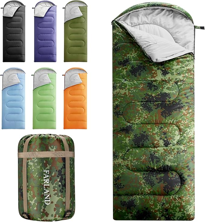 FARLAND Sleeping Bags 30℉ for Adults Teens Kids with Compression Sack Portable and Lightweight for 3-4 Season Camping, Hiking,Waterproof, Backpacking and Outdoors