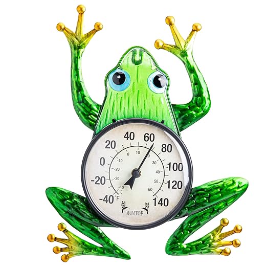 MUMTOP Outdoor Thermometers for Patio - Indoor Outdoor Thermometer, Frog Wall Thermometer Wireless for Garden Home Decor