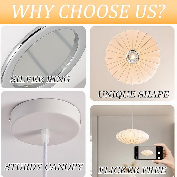 White Fabric Lantern Pendant Light,Adjustable Height Ceiling Hanging Lamp,Minimalist Dining Table Light,Japanese Style Pendant Lamp for Living Room Bedroom