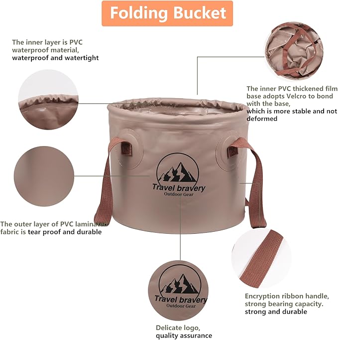 Durable Multifunctional Portable Folding Bucket Water Supplies for Outdoor Garden Camping Fishing Car Wash Space Saving (20l-20L, Grey)