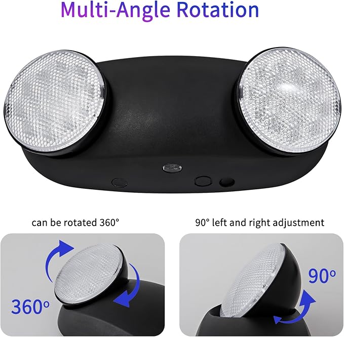 TANLUX LED Emergency Lights with Battery Backup, Two Head Adjustable Commercial Emergency Lights - 4 Pack(Black)