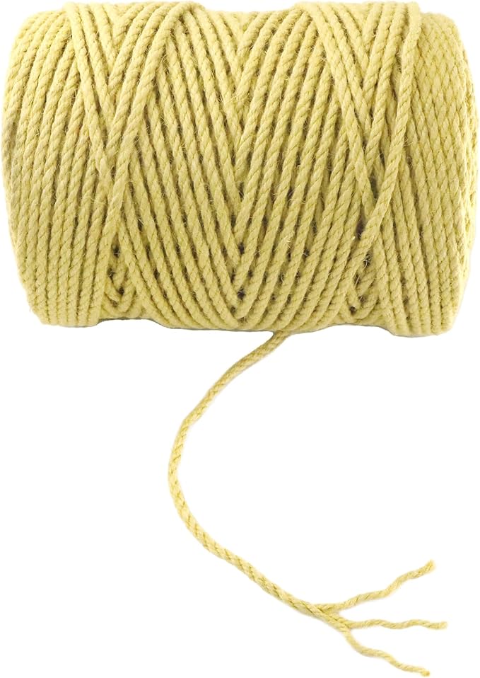 4mm x 400 Feet Yellow Jute Rope, Twine for Gardening Tomato Climbing Plant Tie Floristry Crafts Gift Wrapping Packing Decor