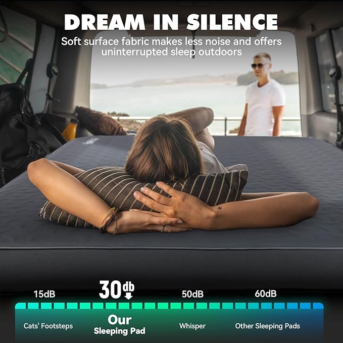 Hikenture 4" Thick Self Inflating Sleeping Pad, Foam & Air Camping Mattress, 9.5 R-Value Insulated Sleeping Mat, Portable All Season Camping Pad for Tent, Car, Cot, Truck