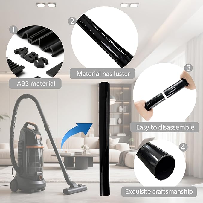 Vacuum Extension Tubes 3Pack, 1.25 Inch Diameter, 17.71 Inch Length - Black | Compatible with 1-1/4 Inch Hose Wet/Dry Vacuum Cleaners | Versatile Tool (Black, 3 P 17.71 ")
