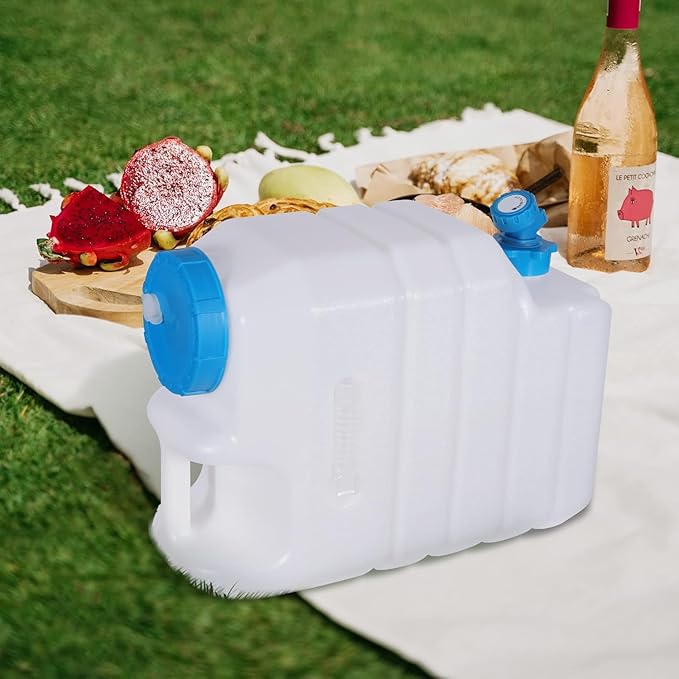 4 Gallon/15L Water Container with Spigot, Portable BPA Free Water Jug, Multifunction Water Tank for Camping Outdoor Hiking Picnic Supplies, 4 Pack