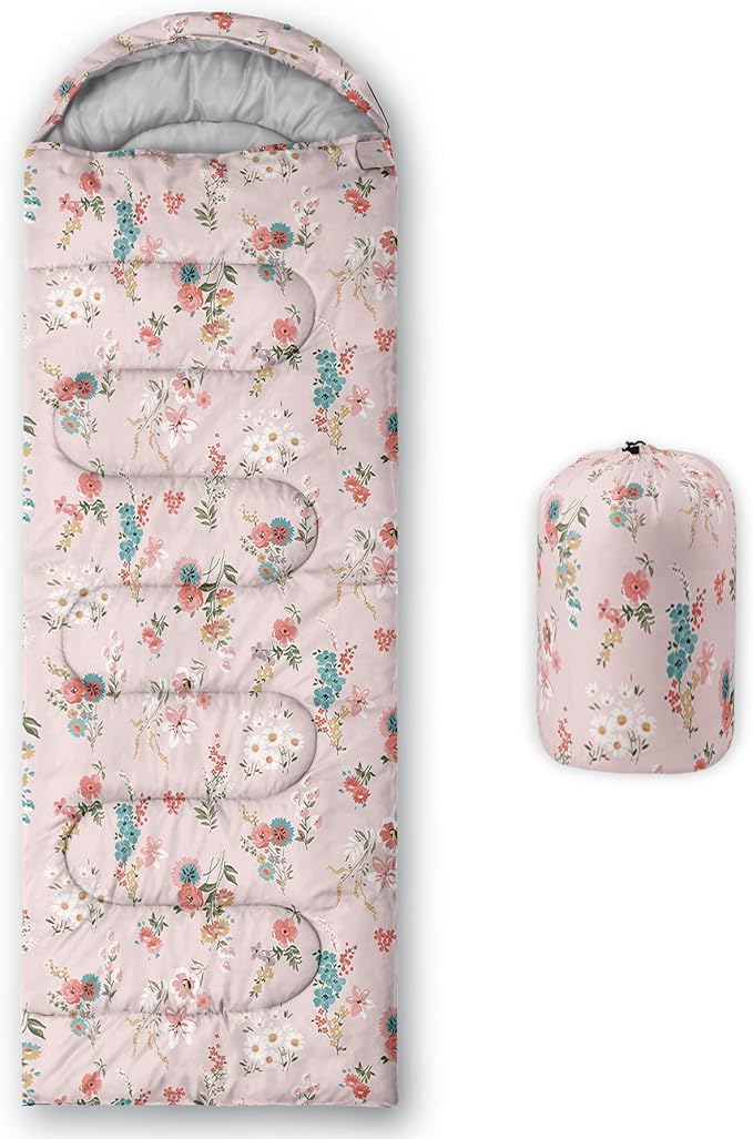 QOOMO Camping Sleeping Bags,3 Season Warm & Cool Weather,Lightweight,Waterproof Sleeping Bags for Adults & Kids,Traveling,and Outdoors,Camping Gear Equipment