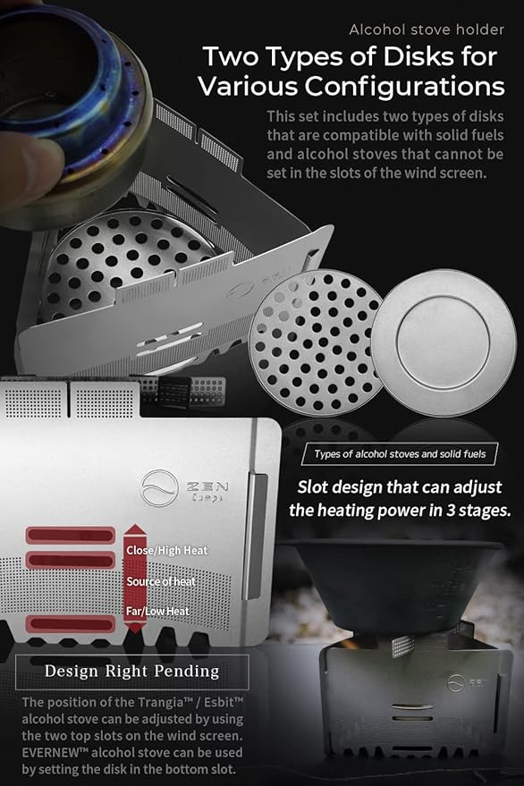 Ultralight Folding Stainless Steel Pot Stand with Tray Windscreen for Alcohol or Solid Fuel Stoves for camping