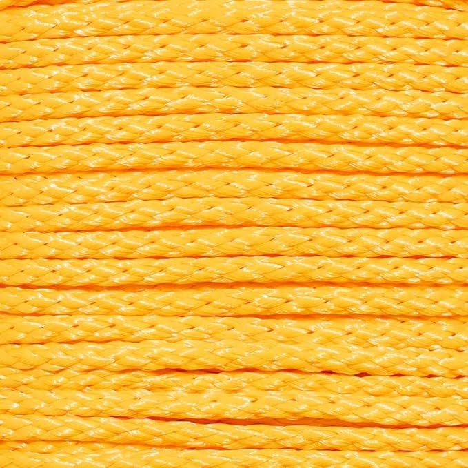 Hollow Braid Polypropylene Rope (Yellow, 3/8 Inch, 1000 Feet) - Barrier Rope - Trail Marking, Crowd Control, Golf Courses