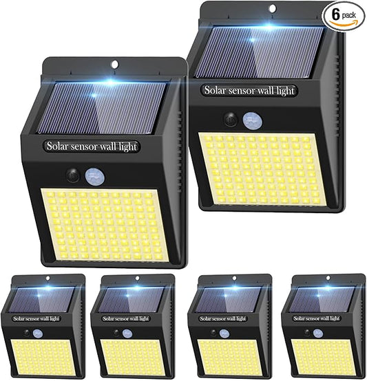 kolpop 6 Pack Solar Motion Lights Outdoor, 3 Modes/100LED Security Wireless IP65 Waterproof Wall Outdoor for Front Door, Backyard, Garage, Deck(Warm White) ,WS05Y