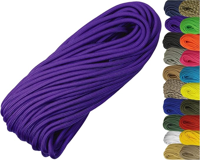 1/4" ParaMax Paracord 100 ft – 1000 lb Type IV Rope for Dog Leashes, Camping, Kayak Anchor - Made in USA - Acid Purple