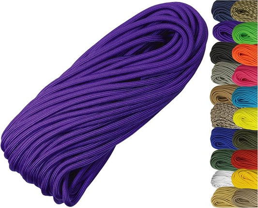 1/4" ParaMax Paracord 100 ft – 1000 lb Type IV Rope for Dog Leashes, Camping, Kayak Anchor - Made in USA - Acid Purple