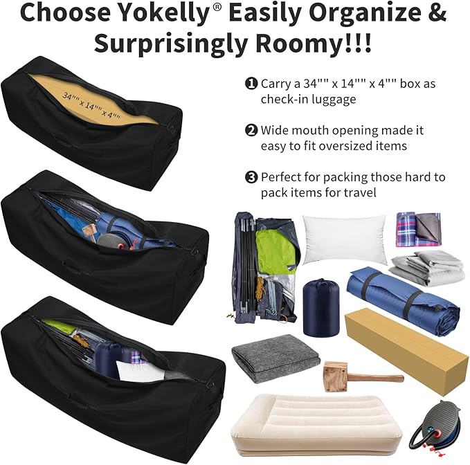 42 Inch Canvas Duffel Bag 150L Extra Large Luggage Duffle for Travel Sport and Camping - Black