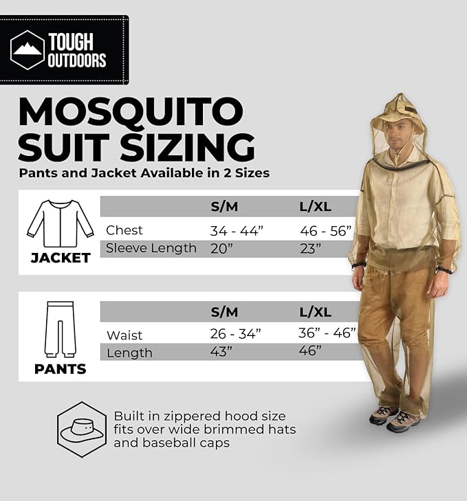 Tough Outfitters Mosquito Suit Jacket & Pants - Mosquito Repellent Clothing for Men & Women - Insect, Bug Proof Net Mesh Suit for Gardening & Outdoor - from Flies, Tick, Gnats - Large
