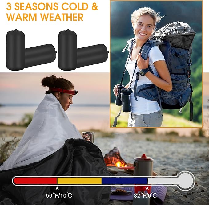 10 Pcs 0 Degree Camping Sleeping Bags Bulk for Adults Cold Weather Sleeping Bags 4 Season Warm Waterproof Lightweight with Compression Sack for Backpacking Hiking Travel Homeless