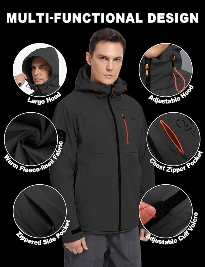 GEMYSE Men's Lightweight Rain Jacket Waterproof Raincoat Hooded Softshell Windbreaker for Outdoor Hiking Travel