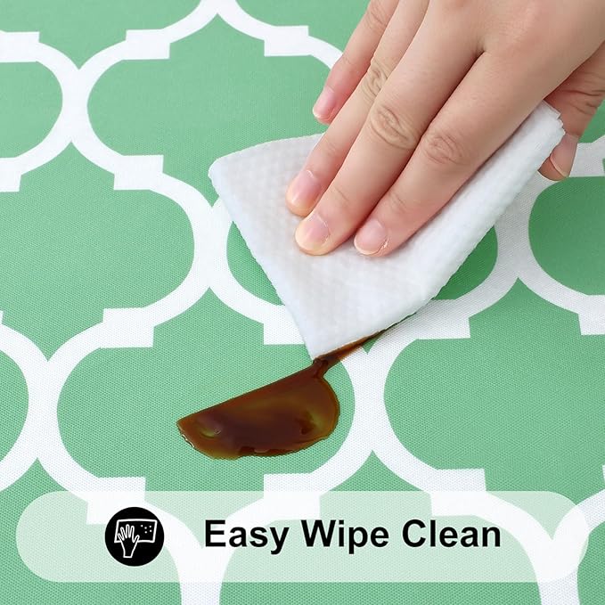 Smiry Rectangle Picnic Table Cover, Waterproof Elastic Fitted Camping Tablecloths for 4 Foot Tables, Wipeable Flannel Backed Vinyl Tablecloth Protector for Indoor, Outdoor (Sage Green, 30x48 Inches)