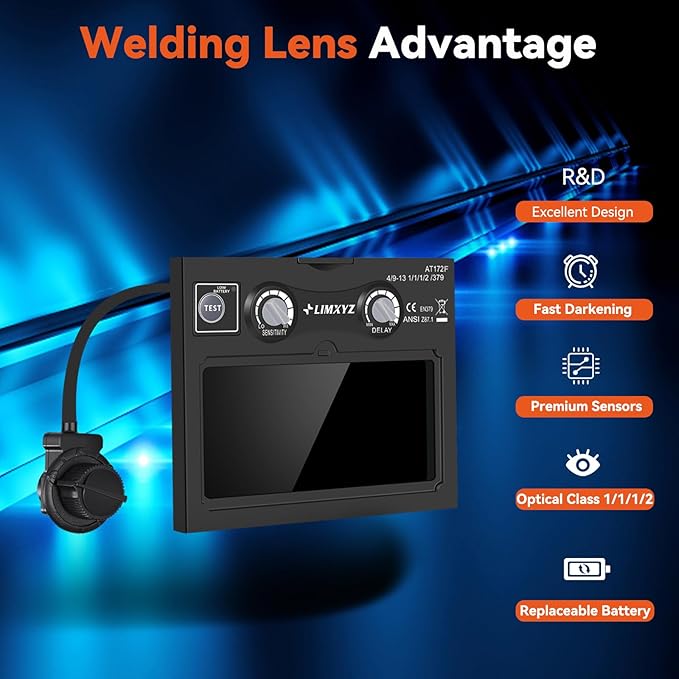 Auto Darkening Welding Lens 3.54"x4.33" with 2 Arc Sensors, Adjustable Shade 4/9-13 for Welding Helmets Automatic Darkening Lens & Premium Welding Helmet Accessories
