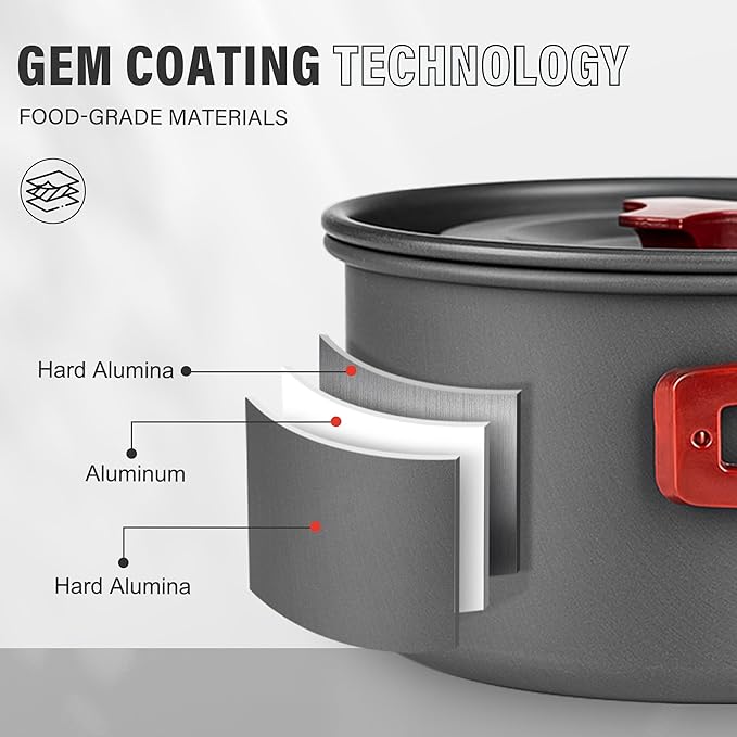 Alocs Camping Cookware, Portable Camping Essentials with Accessories, Camping Gear Camping Cooking Set for Outdoor Cooking, Backpacking, Hiking and Picnic.