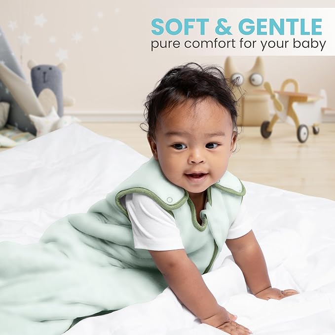 Rayon Made from Bamboo Sleep Sack 1.0 TOG 0-6 Months Unisex Baby Sleeping Bag with 2-Way Zipper Breathable Wearable Blanket Baby