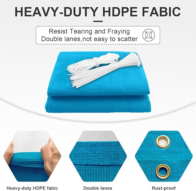 Cool Area Sun Shade Cloth with Grommets 3×8 FT Shade Panel Shade Tarp Screen Fabic for Outdoor Patio Pergola Cover Deck Garden, Turquoise Blue (Customized)