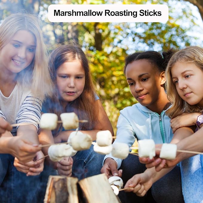 200 PCS Bamboo Marshmallow Roasting Sticks, SMores Skewers for Fire Pit, Extra Long 14 Inch Heavy Duty 4mm Thick Wooden SMores Sticks for Open Fire Pits Roaster Barbecue Hot Dog Camping Kebab Sausage